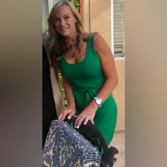 sugar lips green ribbed jersey knit cut out  midi dress - Picture 2 of 8